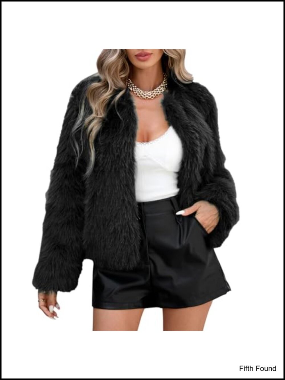 Faux Fur Cropped Coat for Women - Soft Warm Winter Jacket